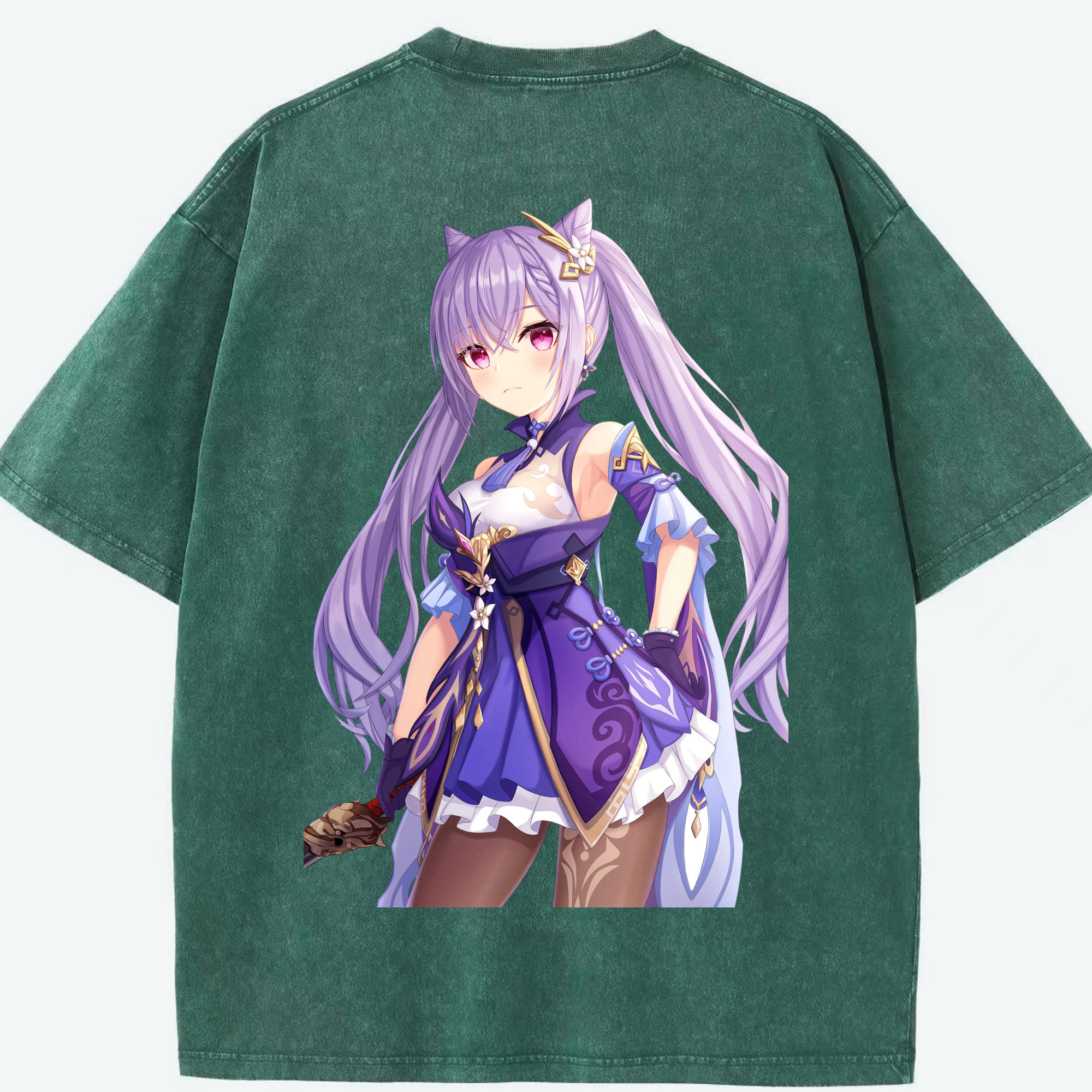 げんし神 刻晴 こくせい genshin Kokusei 綿100% ヴィンテージ風 半袖Tシャツ（背面プリント）